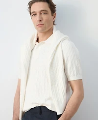 Mango Men's Cotton Braided Knitted Polo Shirt