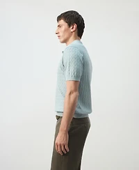 Mango Men's Cotton Braided Knitted Polo Shirt