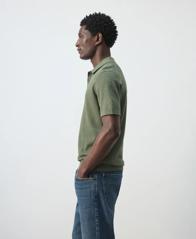 Mango Men's Microstructure Fine-Knit Polo Shirt
