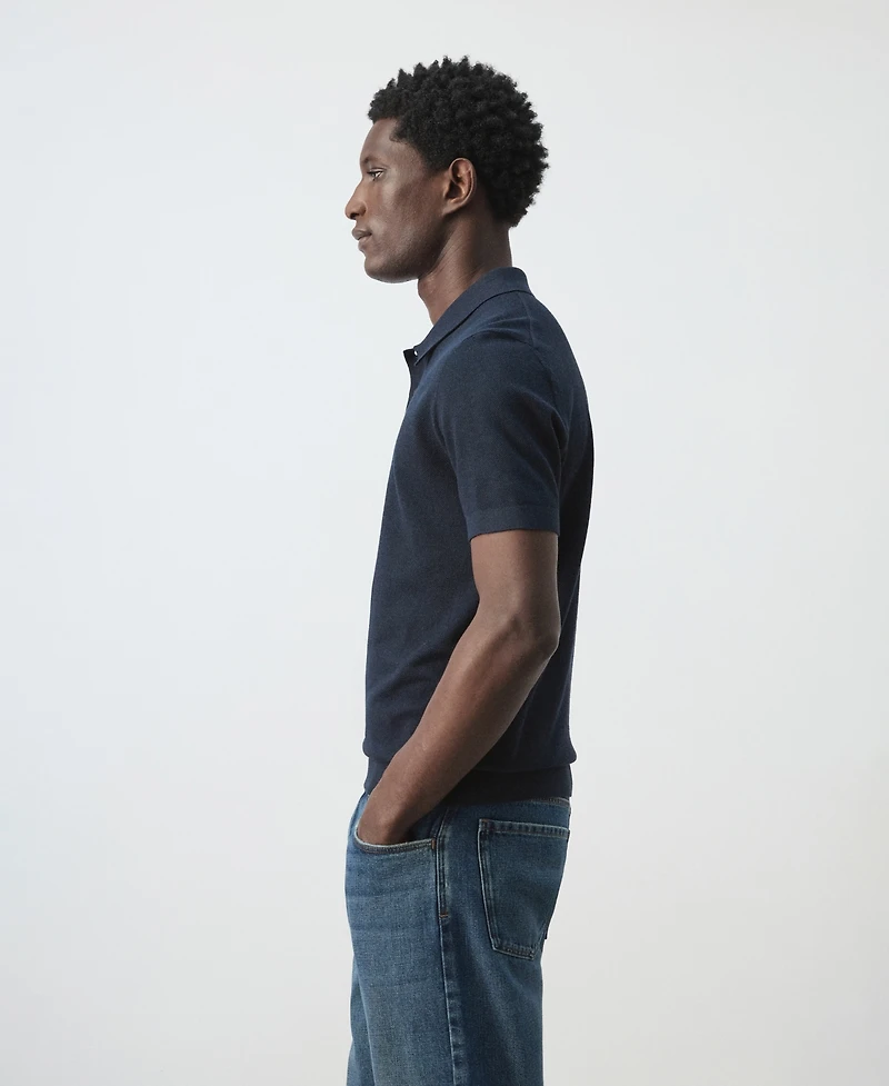 Mango Men's Microstructure Fine-Knit Polo Shirt