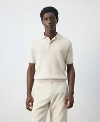 Mango Men's Textured Knitted Cotton Polo Shirt