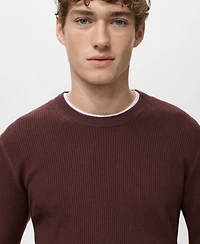 Mango Men's Fine Rib-Knit Cotton Sweater