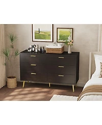 Famapy 6-Drawers Solid Wood Chest of Drawer Accent Storage Cabinet, Bedroom Dresser