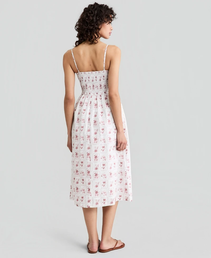 And Now This Women's Cotton Printed Smocked Midi Dress, Macy's Exclusive