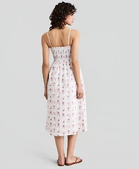 And Now This Women's Cotton Printed Smocked Midi Dress, Macy's Exclusive