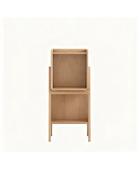 Solid Oak Ladder Shelf Nightstand 32.67" Tall Small Bookcase Bedroom Living Room Nursery Natural Fully Assembled