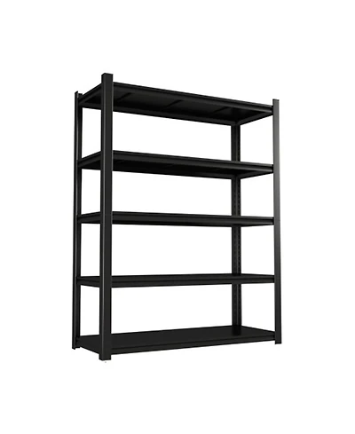59" Wide Black Metal Shelves with 5 Removable Dividers