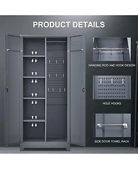 Clihome Metal Lockers Cleaning Tool Storage Cabinets With Locking Doors