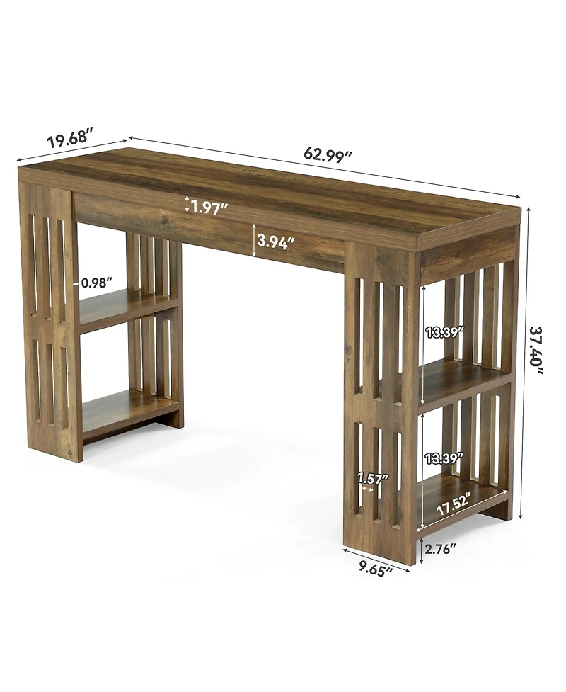 Tribesigns 63 Inch Bar Table, Wooden Bistro Table, Large Home Bar Unit with Wine Rack