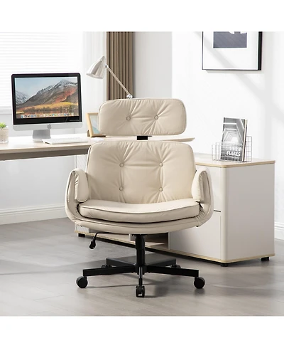 Clihome Modern Swivel Gaming Chair Pu Lounge Desk with Wide Seat, Office Chairs