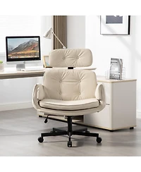 Clihome Modern Swivel Gaming Chair Pu Lounge Desk with Wide Seat, Office Chairs