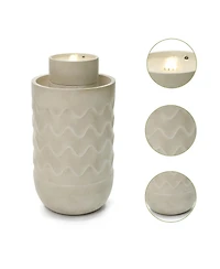 LuxenHome Outdoor Lighted Polyresin Fountain with Planter, Decorative Garden Accent