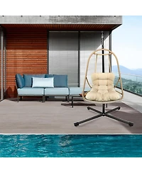 Streamdale Furniture Egg Swing Chair with Stand & Cushion (Indoor/Outdoor)