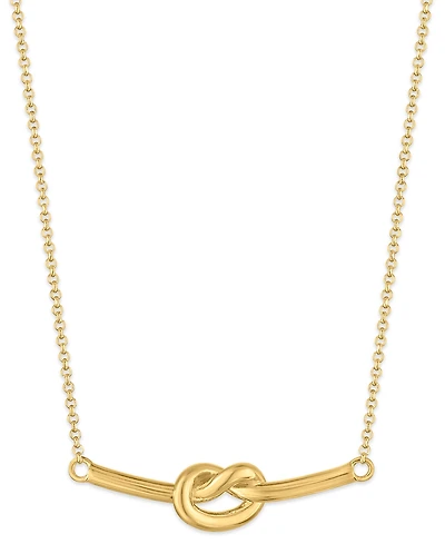Macy's Polished Love Knot Bar Necklace in 14k Gold Over Sterling Silver