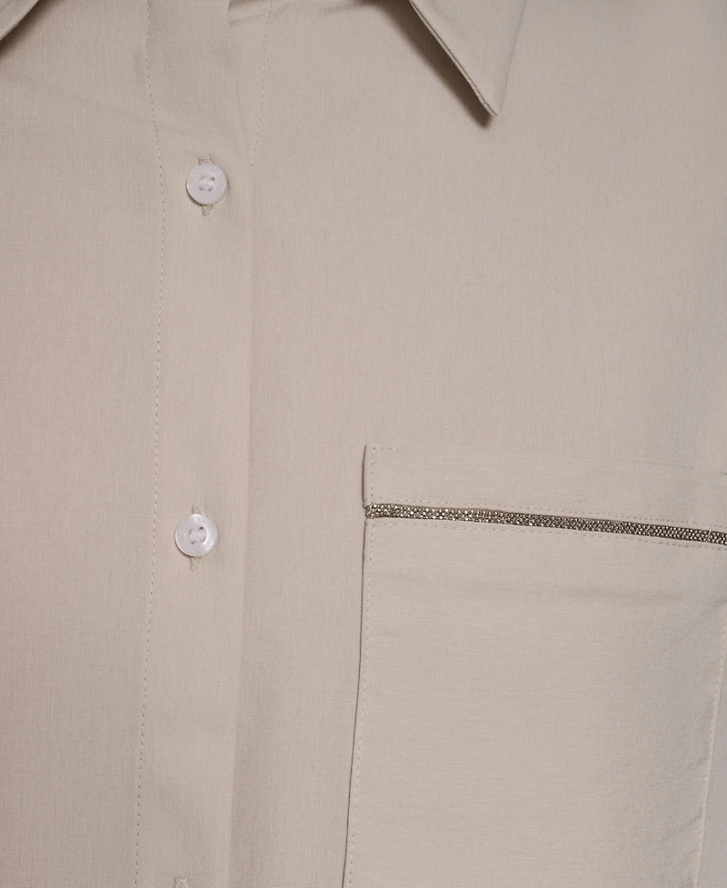 Calvin Klein Petite Collared Button-Down Blouse Top