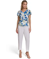 Calvin Klein Petite V-Neck Ruffle-Sleeve Top