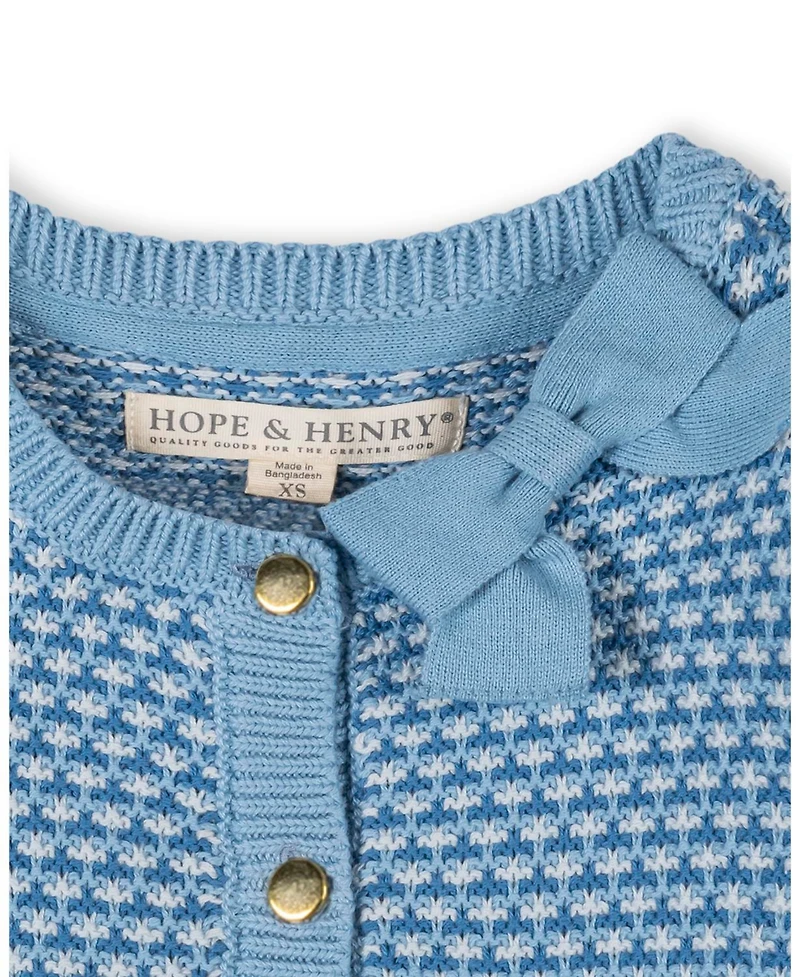 Hope and Henry Little Big Girls' Organic Tweed Stitch Bow Cardigan