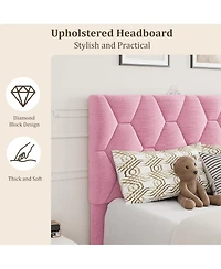 gaomon Bed Frame with Adjustable Upholstered Headboard, Modern Design with Wooden Slats and Triangular Legs, Easy Assembly