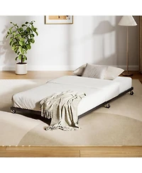 gaomon Twin Size Metal Roll-Out Trundle Bed Frame with Wheels, Strong Steel Slats Support, Space-Saving Guest Bed