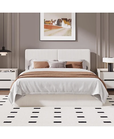 gaomon Upholstered Platform Bed Frame with Headboard, Wood Slats Support, No Box Spring Needed, Easy Assembly