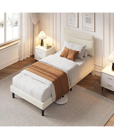 gaomon Upholstered Bed Frame with Headboard, Platform Bed with Wood Slats Support, No Box Spring Needed, Velvet.