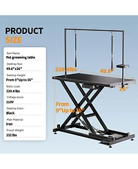 Aostirmotor 50" Black Professional Electric Dog Grooming Table Height Adjustable with Arm and Tool Organizer