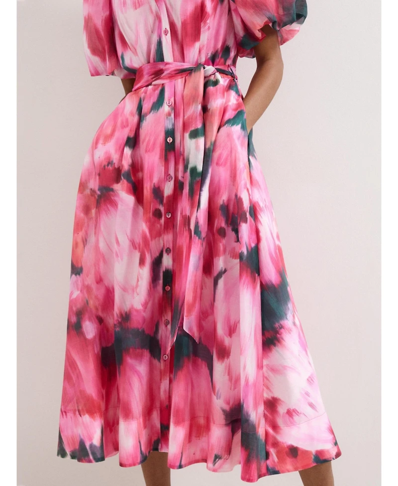 Phase Eight Women's Caterina Puff Sleeve V-Neck Shirt Dress