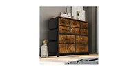 gaomon 10 Drawers Fabric Storage Drawer, Dressers & Chest of Drawers with Side Pockets, Hooks, Wood Tabletop for Closet, Living Room