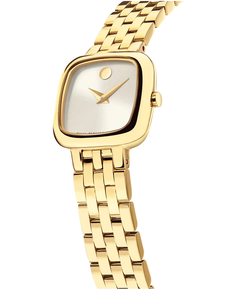 Movado Women's Museum Classic Cushion Swiss Quartz Light Yellow Pvd Steel Watch, 22mm