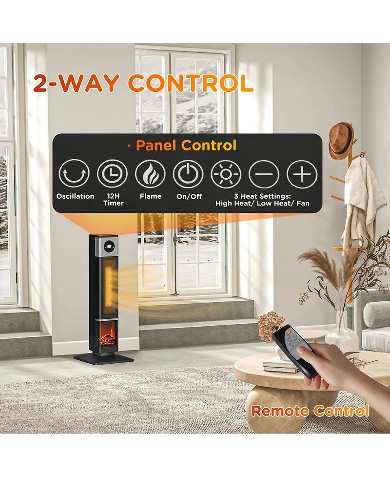 Homcom 1400W Electric Heater with Oscillation, Timer,