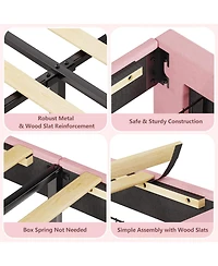 gaomon Full Metal Platform Bed Frame with Decorative Headboard & Footboard, Heavy Duty Steel Slats, Underbed Storage