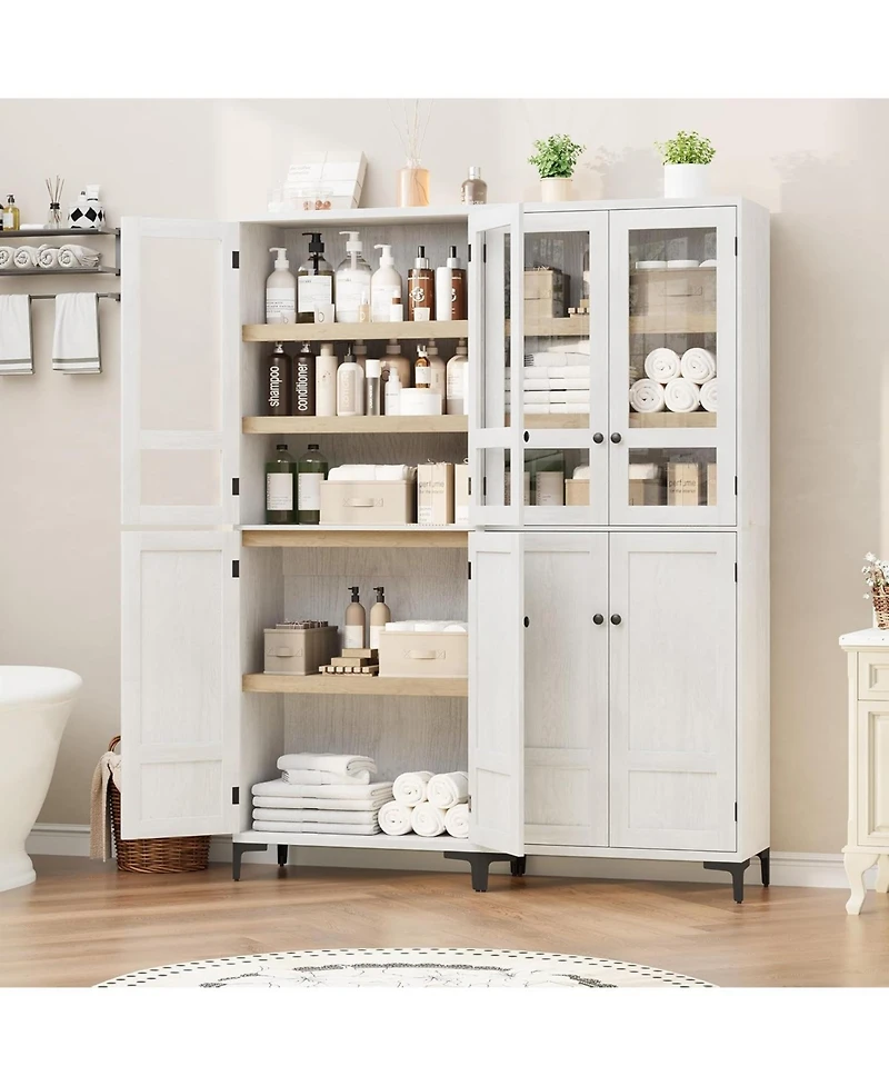 gaomon Tall Storage Cabinet, Kitchen Pantry Cabinet Tier Bathroom Cabinet with Doors Adjustable Shelves for Kitchen, Dining Room, Bathroom