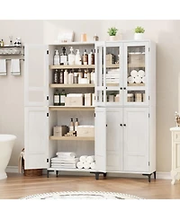 gaomon Tall Storage Cabinet, Kitchen Pantry Cabinet Tier Bathroom Cabinet with Doors Adjustable Shelves for Kitchen, Dining Room, Bathroom