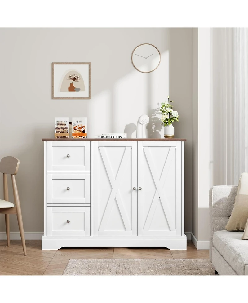 gaomon Buffet Cabinet 42-Inch-Wide Shelves and Doors Farmhouse Coffee Bar