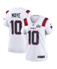 Nike Women's Drake Maye White New England Patriots Super Bowl Lx Patch Game Jersey