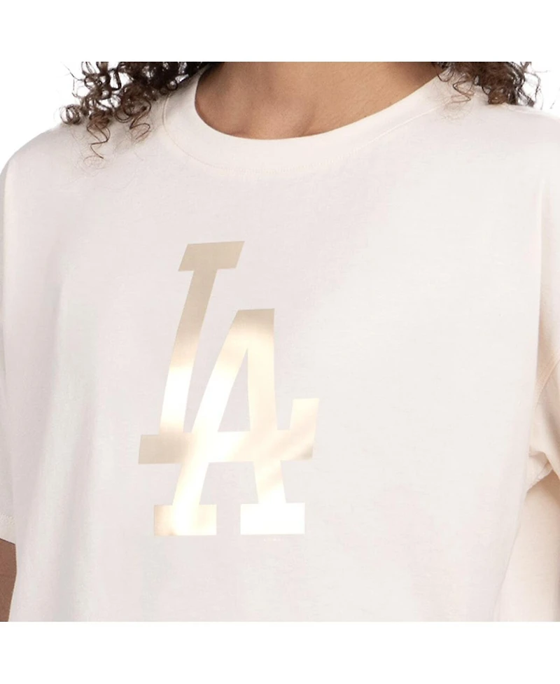 Starter Women's Cream Los Angeles Dodgers Pastels Boxy Cropped T-Shirt