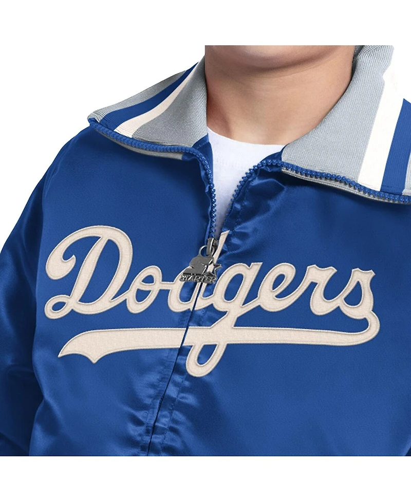 Starter Big Boys and Girls Royal Los Angeles Dodgers the Captain Jr. Cooperstown Collection Full-Zip Varsity Jacket