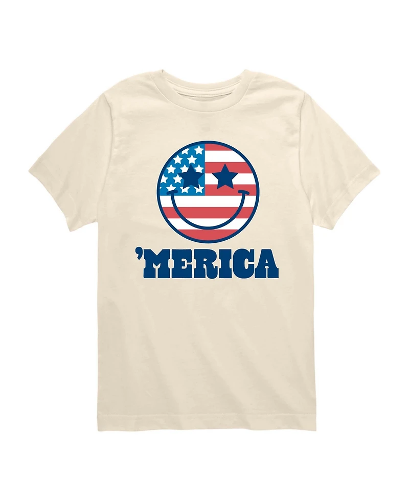 Instant Message Boys' 8-20 Merica Smile Face Short-Sleeve Graphic T-Shirt