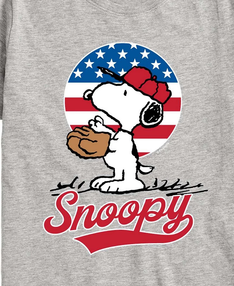 Peanuts Boys' 8-20 Snoopy Americana Baseball Short-Sleeve Graphic T-Shirt