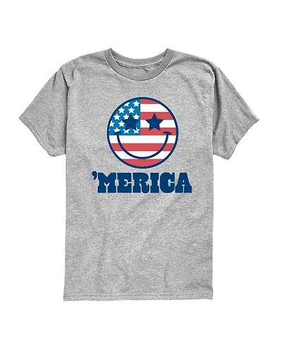 Instant Message Boys' 8-20 Merica Smile Face Short-Sleeve Graphic T-Shirt