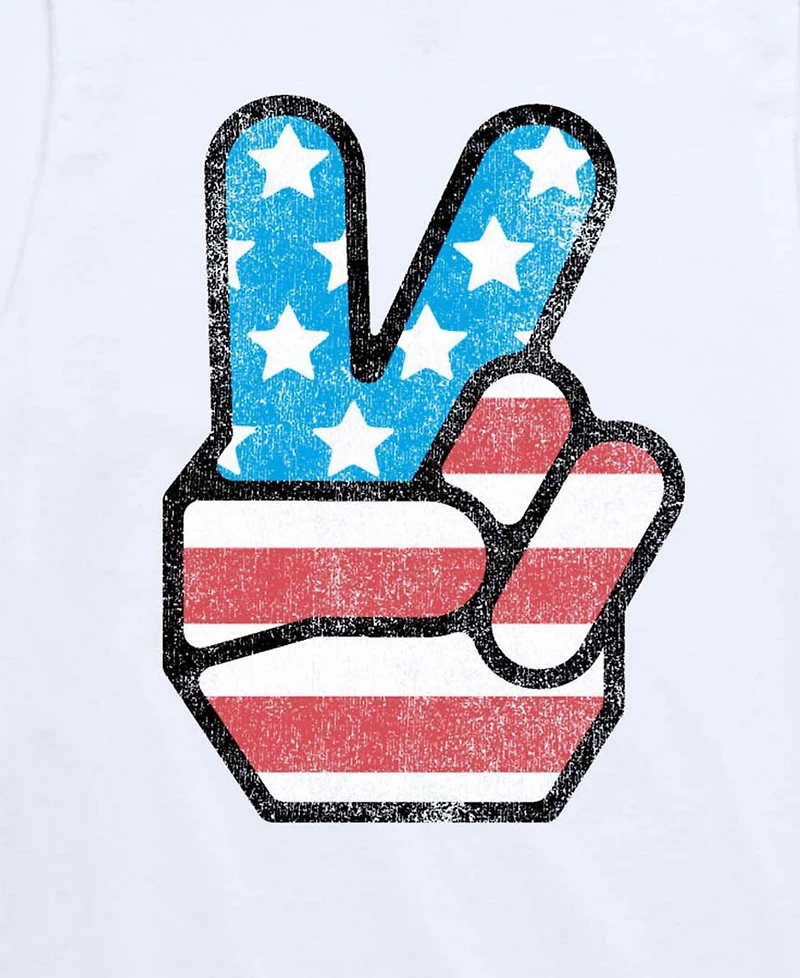 Hybrid Boys' 8-20 Instant Message Usa Flag Peace Short-Sleeve Graphic T-Shirt