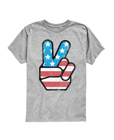 Hybrid Boys' 8-20 Instant Message Usa Flag Peace Short-Sleeve Graphic T-Shirt
