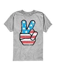 Hybrid Boys' 8-20 Instant Message Usa Flag Peace Short-Sleeve Graphic T-Shirt