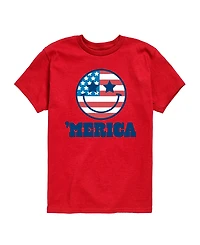 Instant Message Boys' 8-20 Merica Smile Face Short-Sleeve Graphic T-Shirt