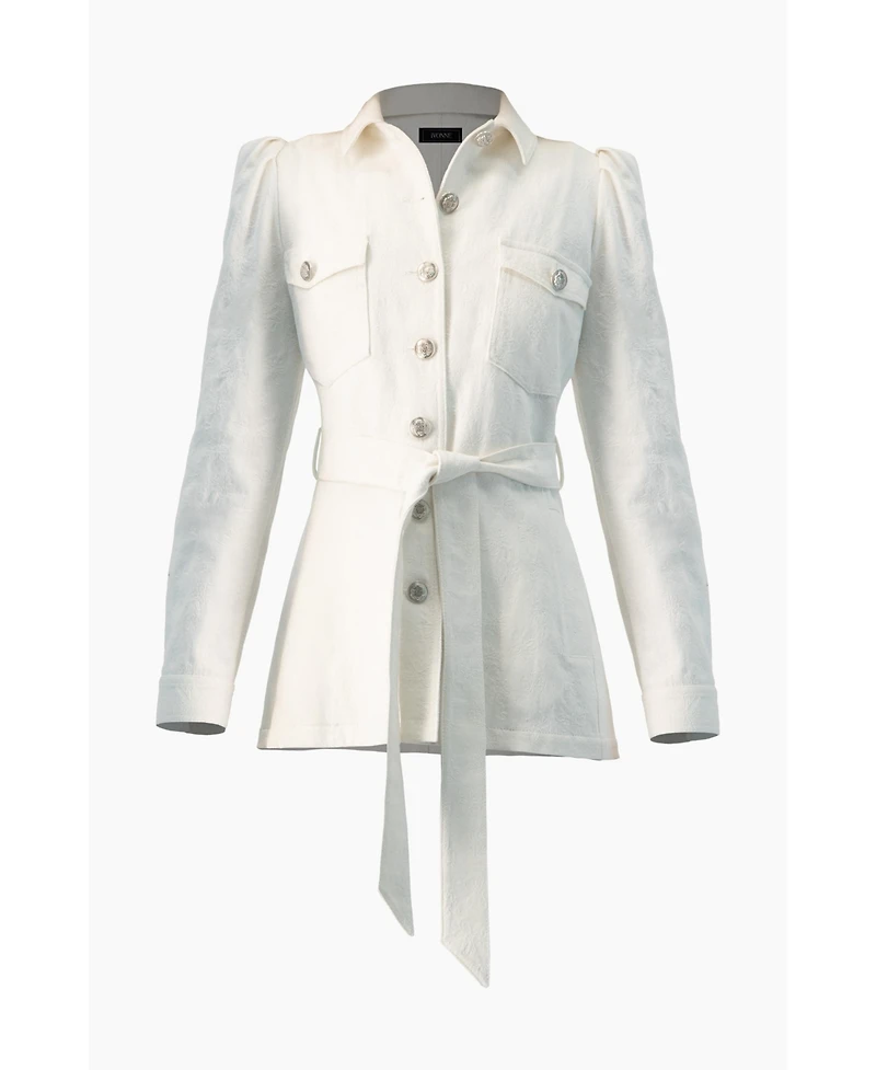 Ivonne Women's Long Biker Jacket with Belt