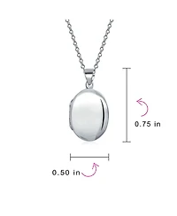 Bling Jewelry Petite Simple Plain Oval Photo Locket .925 Sterling Silver Necklace Pendant