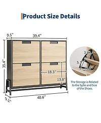 Homfan Shoe Cabinet Storage for Entryway, Narrow Shoe Organizers, Freestanding with Metal Legs, Shoe Rack with 3-Tier Adjustable Shelves
