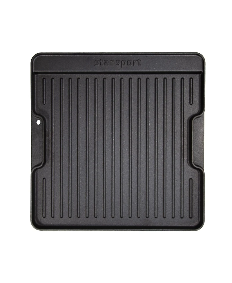 Stansport Pre-Seasoned Double Sided Cast Iron Griddle with Built in Grease Trap