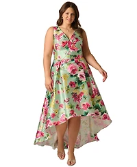Adrianna Papell Plus Sleeveless High-Low Printed Dress