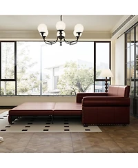 Streamdale Furniture Chesterfield Sleeper Sofa Bed, Pull Out, Faux Leather, Nailhead Trim